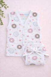 Muslin Front Open Jabla & Nappy (Single) - Doughnuts