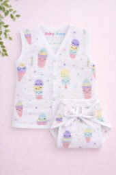 Muslin Front Open Jabla & Nappy (Single) - Popsicles