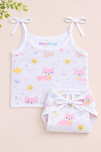 Muslin Strap Knot Jabla & Nappy (Single) - Blushy Fox