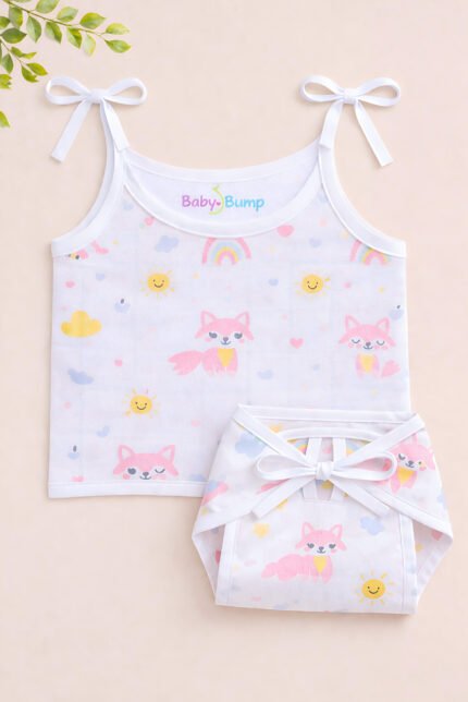 Muslin Strap Knot Jabla & Nappy (Single) - Blushy Fox