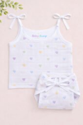 Muslin Strap Knot Jabla & Nappy (Single) - Little Hearts