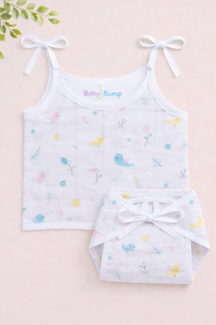 Muslin Strap Knot Jabla & Nappy (Single) - Tweety Cutie