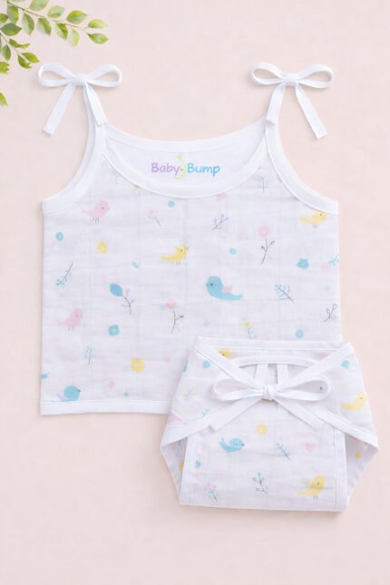 Muslin Strap Knot Jabla & Nappy (Single) - Tweety Cutie