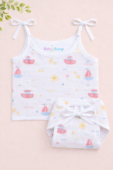 Muslin Strap Knot Jabla & Nappy (Single) - Little Sailor