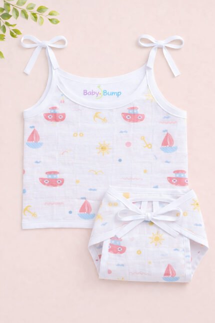 Muslin Strap Knot Jabla & Nappy (Single) - Little Sailor