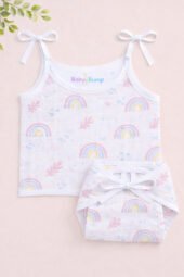 Muslin Strap Knot Jabla & Nappy (Single) - Hazy Rainbow