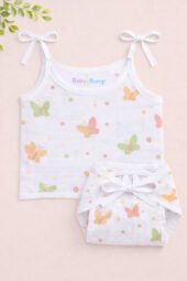 Muslin Strap Knot Jabla & Nappy (Single) - Blush Wings