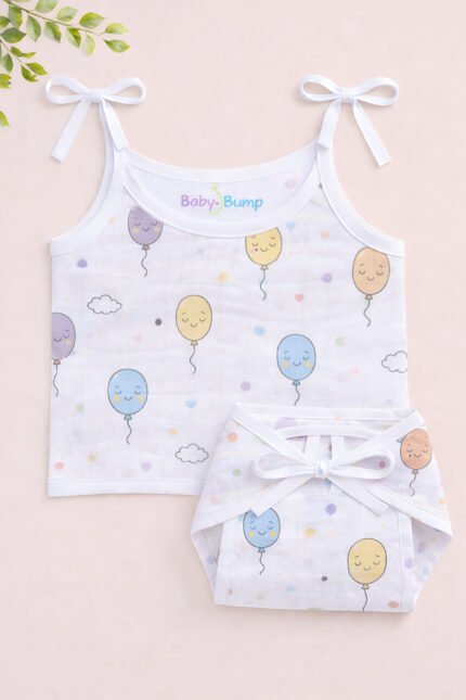 Muslin Strap Knot Jabla & Nappy (Single) - Happy Balloons