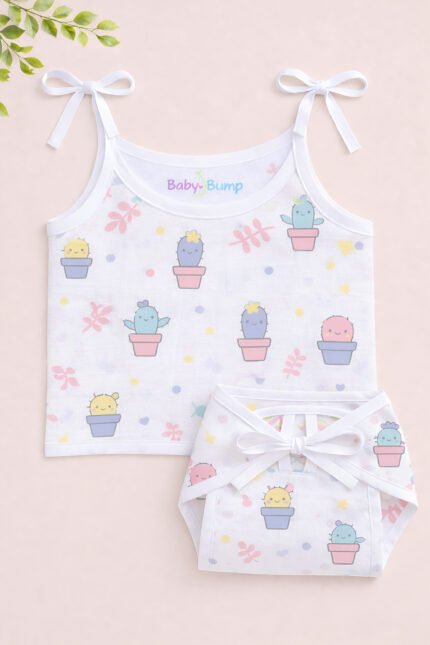 Muslin Strap Knot Jabla & Nappy (Single) - Smiley Cactus
