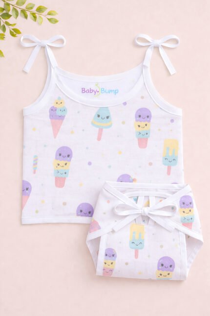 Muslin Strap Knot Jabla & Nappy (Single) - Popsicles