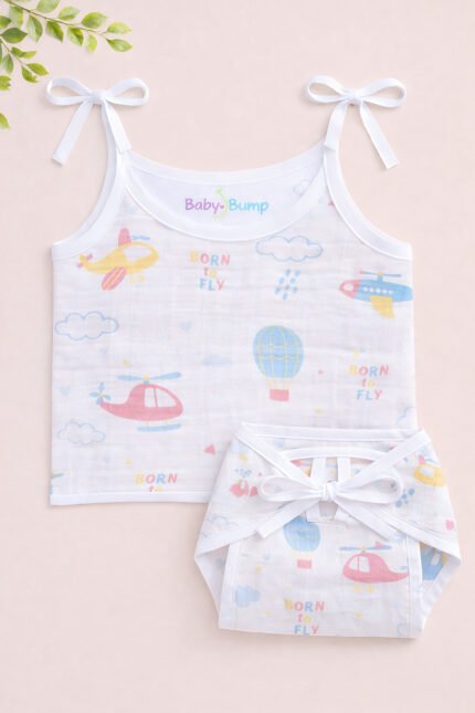 Muslin Strap Knot Jabla & Nappy (Single) - Born to Fly