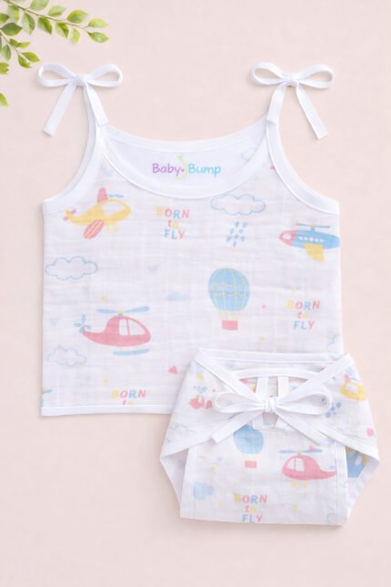 Muslin Strap Knot Jabla & Nappy (Single) - Born to Fly