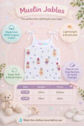 Muslin Strap Knot Jabla & Nappy (Single) - Teddy Bear - Image 3