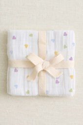 Muslin Single Layer Bath Towel - Little Hearts