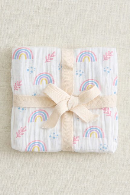 Muslin Single Layer Bath Towel - Hazy Rainbow