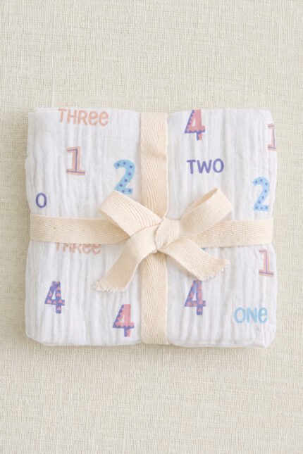 Muslin Single Layer Bath Towel - Number Games