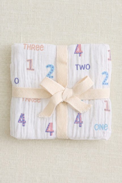 Muslin Single Layer Bath Towel - Number Games