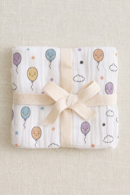 Muslin Single Layer Bath Towel - Happy Balloons
