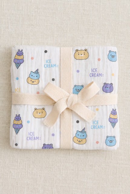 Muslin Single Layer Bath Towel - Ice Cream