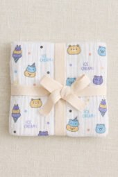 Muslin Single Layer Baby Bath Towel  - Ice Cream