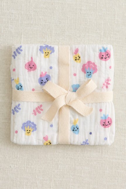 Muslin Single Layer Bath Towel - Halloween Veggies