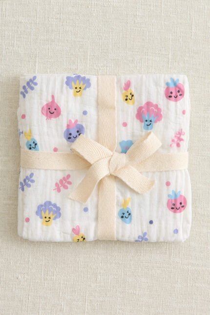 Muslin Single Layer Bath Towel - Halloween Veggies