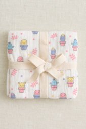 Muslin Single Layer Bath Towel - Smiley Cactus