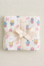 Muslin Single Layer Bath Towel - Smiley Cactus