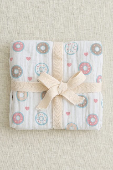 Muslin Single Layer Bath Towel - Doughnuts