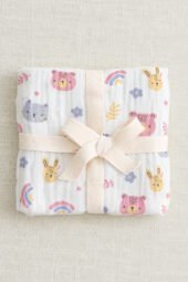 Muslin Single Layer Bath Towel - Bunny Bear