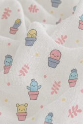 Muslin Single Layer Bath Towel - Smiley Cactus - Image 2