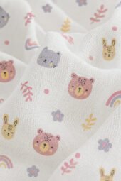 Muslin Single Layer Bath Towel - Bunny Bear - Image 2