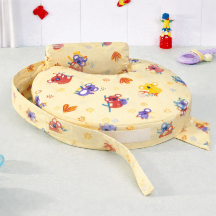 Feeding Pillow With Back Support - Panda Print - Yellow