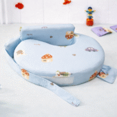 Feeding Pillow With Back Support - Lucky Print - Sky Blue