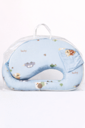 Feeding Pillow With Back Support - Lucky Print - Sky Blue - Image 2