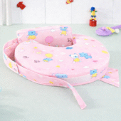 Feeding Pillow With Back Support - Elephant Print - Pink