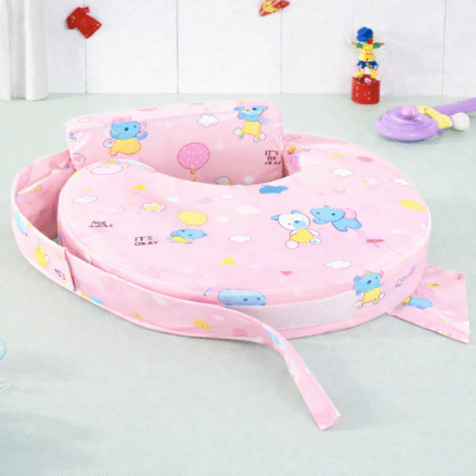 Feeding Pillow With Back Support - Elephant Print - Pink