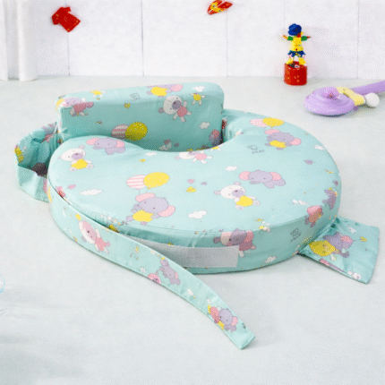 Feeding Pillow With Back Support - Elephant Print - Blue