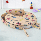 Feeding Pillow With Back Support - Cartoon Print - Beige