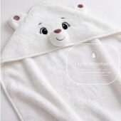Cotton Coral Hooded Towels - Snow Bear - Image 3