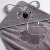 Cotton Coral Hooded Towels - Koala Grey - Image 3