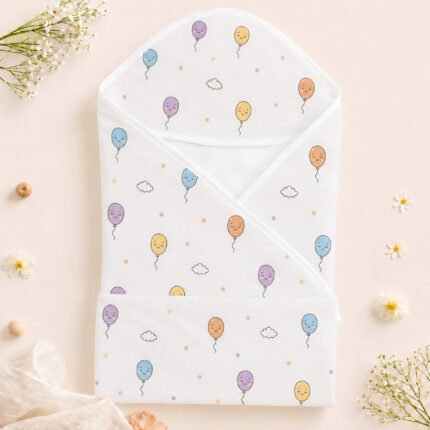 Muslin 2 layer Hooded Towel - Happy Balloons