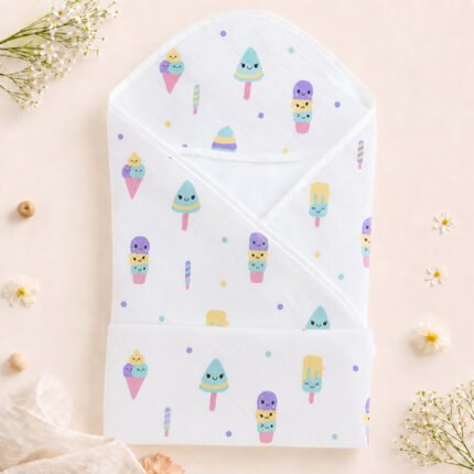 Muslin 2 layer Hooded Towel - Popsicles