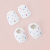 Muslin Cap Mitten Booty Set - Number Games - Image 3