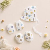 Muslin Cap Mitten Booty Set - Ice Cream