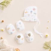 Muslin Cap Mitten Booty Set - Born to Fly