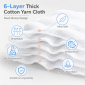Muslin 6 layer Crinkled Bath Towel - Tiny Tuskers - Image 3
