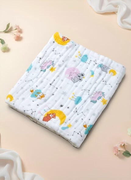 Muslin 6 layer Crinkled Bath Towel - Sleepy Sky