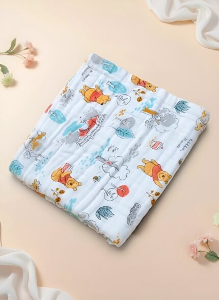Muslin 6 layer Crinkled Bath Towel - Mello Pooh