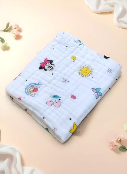 Muslin 6 layer Crinkled Bath Towel - Pixie Pop